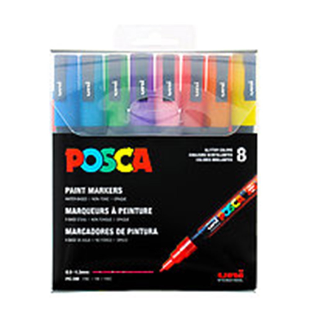 Posca, Black, Paint Marker, Art & School, 8-Color, All Black, 488561